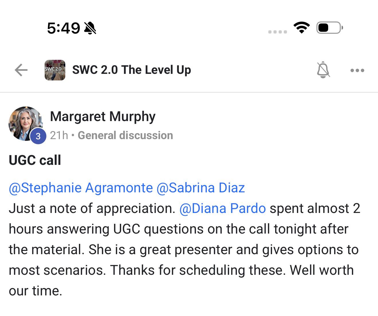 Margaret Murphy testimonio SWC
